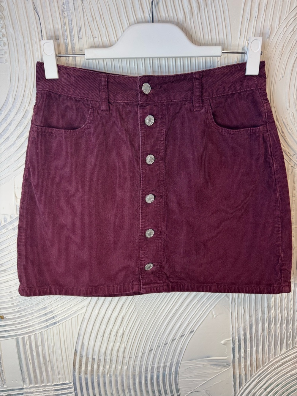 PacSun Burgundy Corduroy Button-Front Mini Skirt N0525